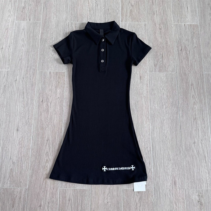chrome hearts ribbed polo dress